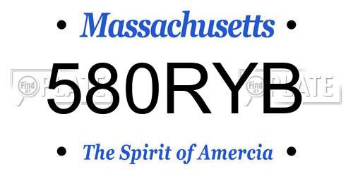 580RYB Massachusetts License Plate