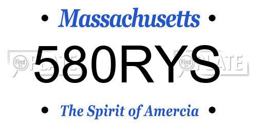 580RYS Massachusetts License Plate
