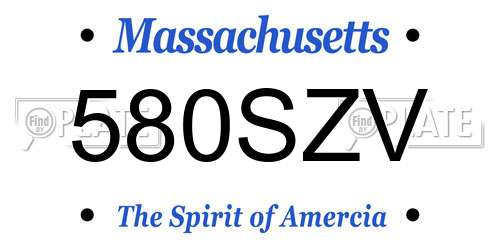 580SZV Massachusetts License Plate