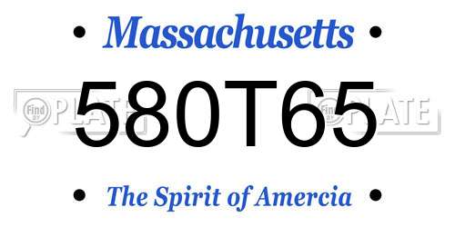 580T65 Massachusetts License Plate