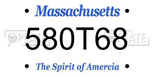 580T68 Massachusetts License Plate
