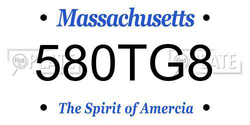 580TG8 Massachusetts License Plate