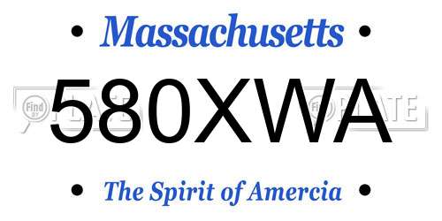 580XWA Massachusetts License Plate