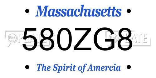 580ZG8 Massachusetts License Plate