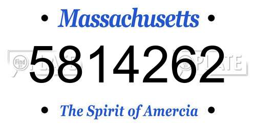 5814262 Massachusetts License Plate