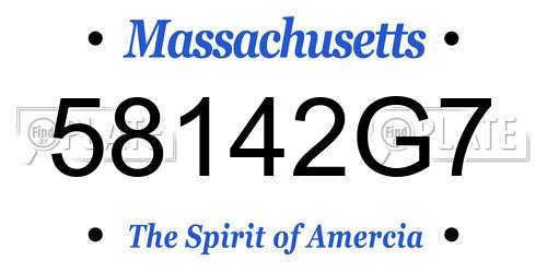 58142G7 Massachusetts License Plate