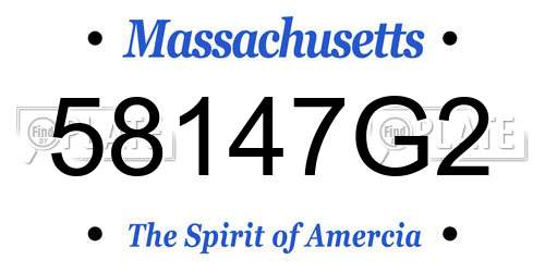 58147G2 Massachusetts License Plate