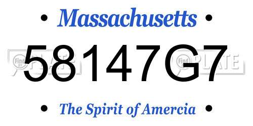 58147G7 Massachusetts License Plate