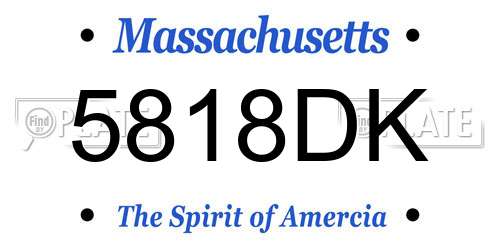 5818DK Massachusetts License Plate