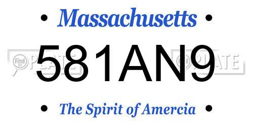 581AN9 Massachusetts License Plate