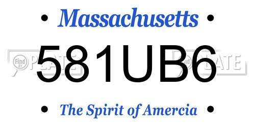 581UB6 Massachusetts License Plate