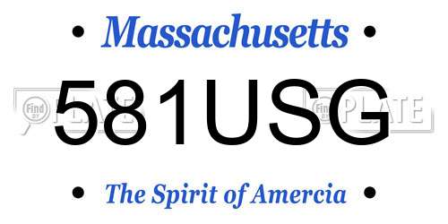 581USG Massachusetts License Plate