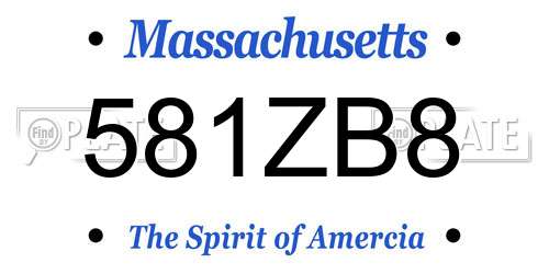 581ZB8 Massachusetts License Plate