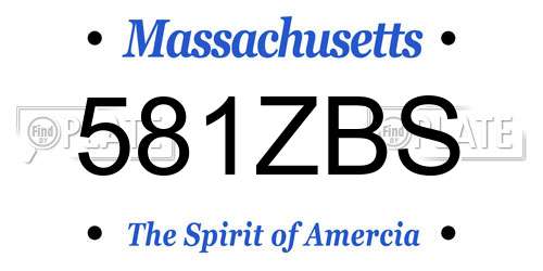 581ZBS Massachusetts License Plate