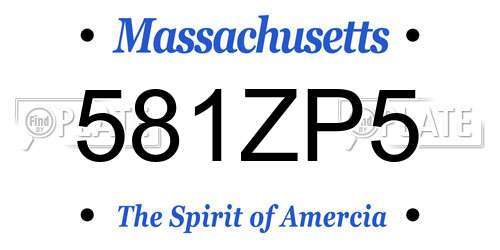 581ZP5 Massachusetts License Plate