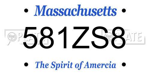 581ZS8 Massachusetts License Plate