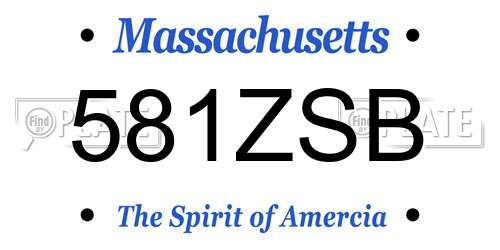 581ZSB Massachusetts License Plate