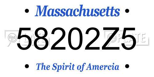 58202Z5 Massachusetts License Plate