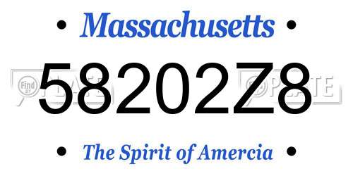 58202Z8 Massachusetts License Plate