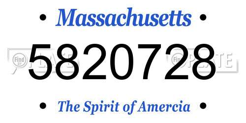 5820728 Massachusetts License Plate