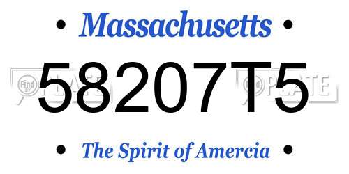 58207T5 Massachusetts License Plate