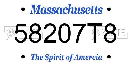 58207T8 Massachusetts License Plate