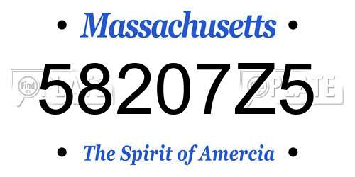 58207Z5 Massachusetts License Plate