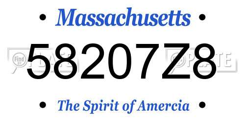 58207Z8 Massachusetts License Plate