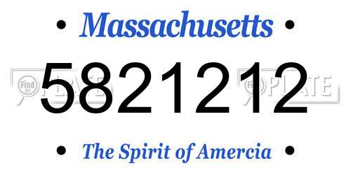 5821212 Massachusetts License Plate