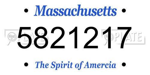 5821217 Massachusetts License Plate