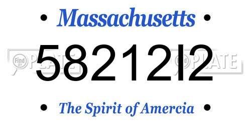 58212I2 Massachusetts License Plate