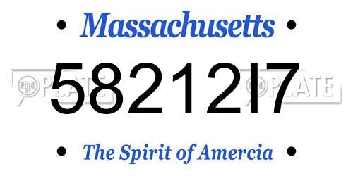 58212I7 Massachusetts License Plate