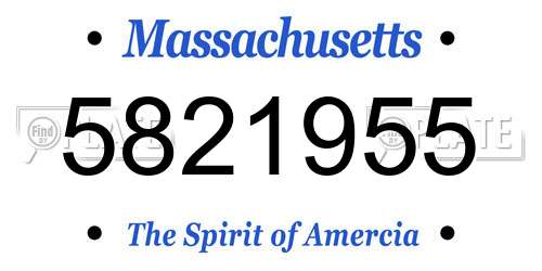5821955 Massachusetts License Plate
