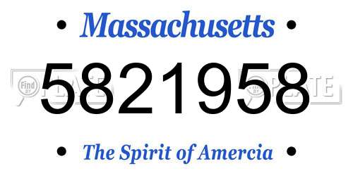 5821958 Massachusetts License Plate