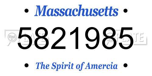 5821985 Massachusetts License Plate
