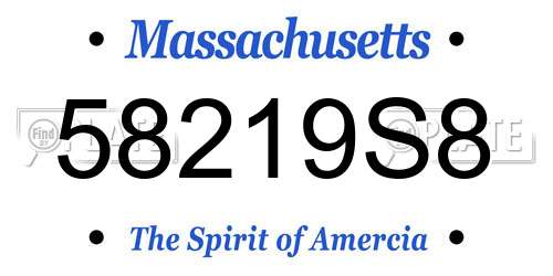 58219S8 Massachusetts License Plate