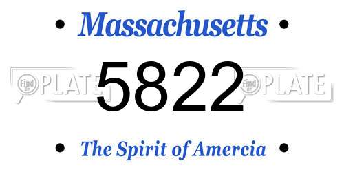 5822 Massachusetts License Plate