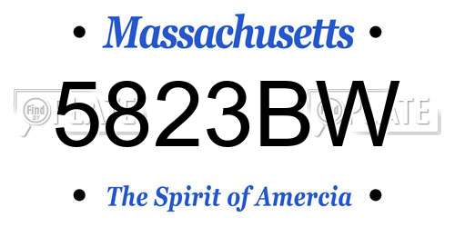 5823BW Massachusetts License Plate