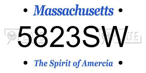 5823SW Massachusetts License Plate