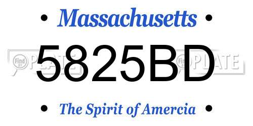 5825BD Massachusetts License Plate