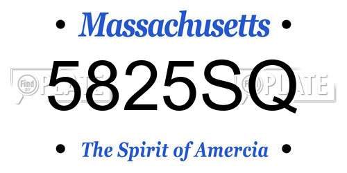 5825SQ Massachusetts License Plate
