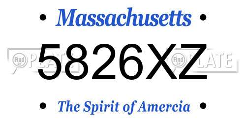 5826XZ Massachusetts License Plate