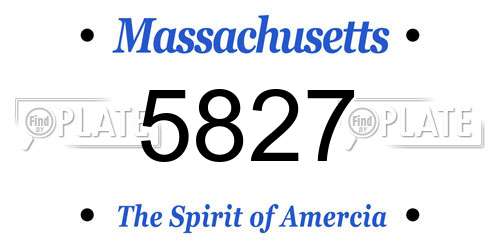5827 Massachusetts License Plate