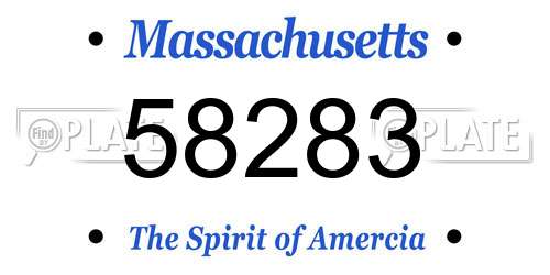 58283 Massachusetts License Plate