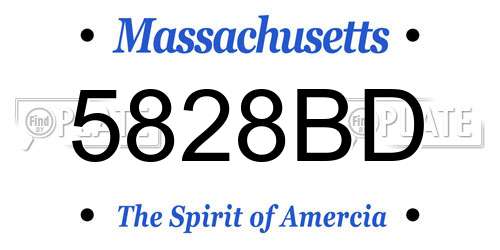 5828BD Massachusetts License Plate