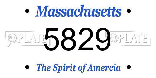 5829 Massachusetts License Plate
