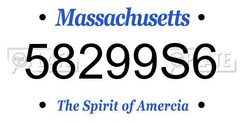 58299S6 Massachusetts License Plate