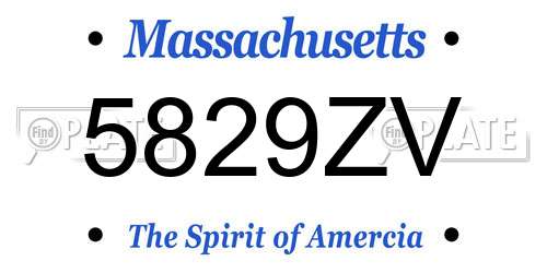 5829ZV Massachusetts License Plate