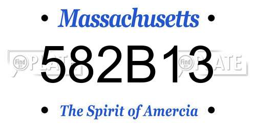 582B13 Massachusetts License Plate
