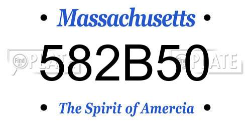 582B50 Massachusetts License Plate